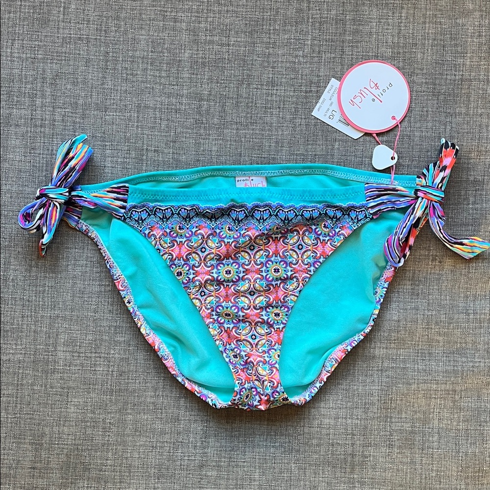 Boho Colorful Floral Bikini Bottoms by Profile Blush NWT L